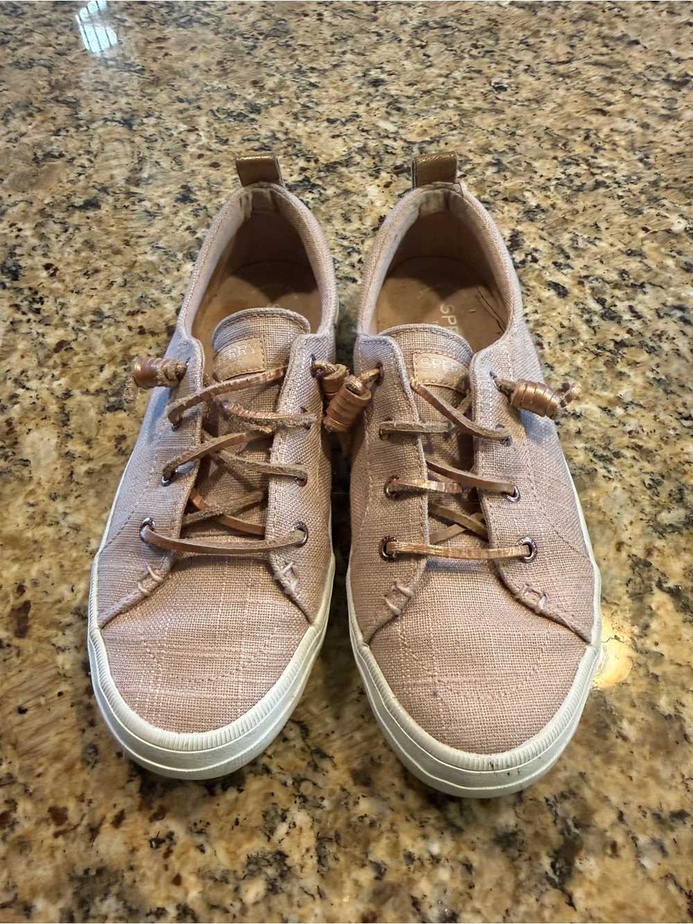 Sperry Women's Pink Tan Canvas Sneakers